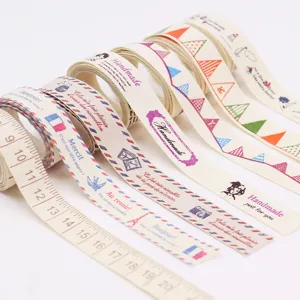 Cotton linen DIY ribbon printed handmade hair bow material decorative fabric tape rolls pack
