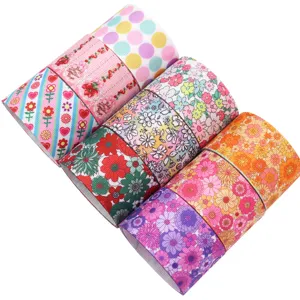 10 yards 38mm bloemen bedrukt grosgrain lint DIY handgemaakte strik naaimateriaal knutseldecor