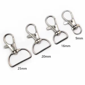 Metal Swivel Lobster Clasp D Ring For Keychain Phone Strap ID Badge Holder DIY Jewelry Making Lanyard Connector Hardware Findings