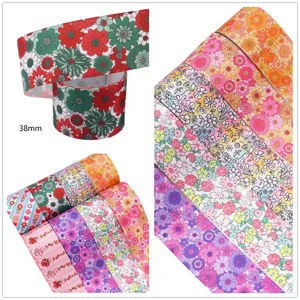 38mm Bloem Bedrukt Grosgrain Lint DIY Haarstrik Handwerk Naaimateriaal 10 Yard