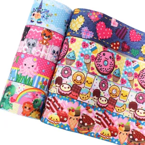 Cartoon Heat Transfer Printed Grosgrain Ribbon For DIY Hair Bows Gift Wrapping Apparel Sewing Polyester Ribbon