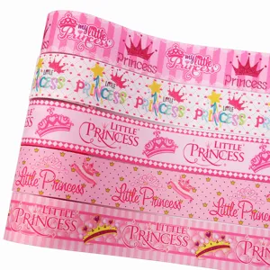 Nastro in Grany Rosa con Stampa di Corona della Principessa del Fumetto Fettuccia in Poliestere per Fiocchi Fai da Te Confezioni Regalo