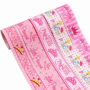 Nastro gros-grain per stampa termica fai-da-te fatto a mano con motivo corona ragazza 38mm
