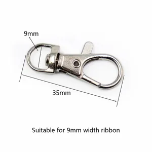 Silver metal lobster clasp swivel trigger hook keychain DIY accessory 35mm detail view