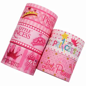 Nastro grosgrain rosa 38mm cartone animato fai da te trasferimento termico per artigianato.