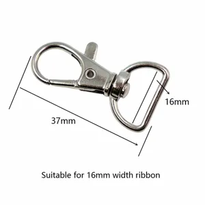 Metal swivel snap hook lobster clasp keyring accessory, 37mm length, 16mm D-ring size.