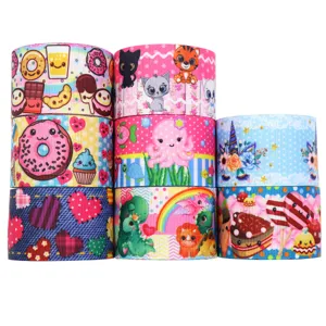 38mm cartoon printed grosgrain ribbon rolls for handmade DIY hair bows gift wrapping and sewing