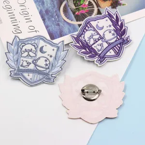 Cute JK uniform embroidered badge, Japanese style cute animal college brooch patch decor.