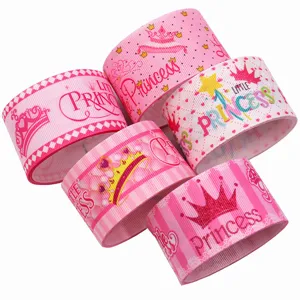Nastro grosgrain rosa cartone animato DIY 38mm trasferimento termico stampato principessa materiale