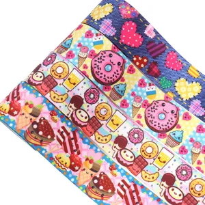 38mm cartoon donut ice cream printed grosgrain ribbon DIY handmade bow sewing craft material