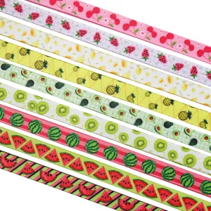 Bunte elastische Bänder mit Fruchtmuster für DIY Haarschmuck und Handylinien, 10mm Breite.
