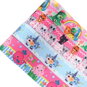38mm cartoon printed grosgrain ribbon, colorful cute animal patterns for DIY craft & gift wrap