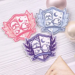 Kawaii embroidered patch badge for JK uniform shirt, cute animal academy style clothing decor.