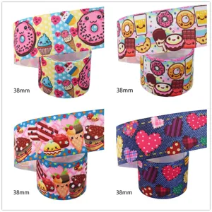 38mm cartoon donut ice cream grosgrain ribbon for handmade DIY hair bows sewing accessories.