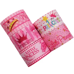 Nastro Grosgrain Stampato Principessa Rosa 38mm per Artigianato Fai da Te e Regali