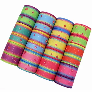 Kleurrijk bedrukt grosgrain lint voor handgemaakte DIY-ambachten, 38mm breed decoratieve stof.