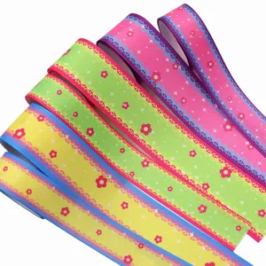 Kleurrijk bedrukt grosgrain lint met bloemenpatroon voor knutselstrikken en naaien