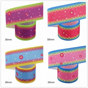 38mm kleurrijke DIY warmteoverdracht ripslint met bloemen kanten patroon voor handgemaakte ambachten.