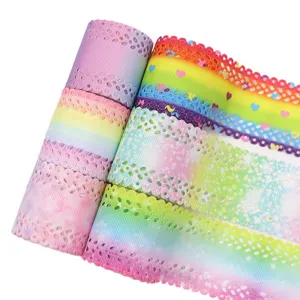 Cinta de tela floral de doble cara hueca de transferencia térmica DIY degradado 44mm