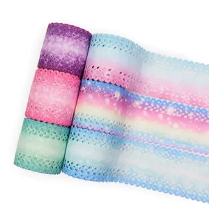 Cinta de encaje de doble cara hueca por transferencia térmica DIY degradado colorido.