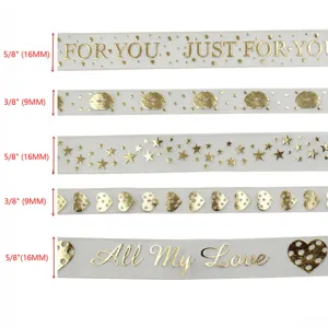 Gold stamping sheer organza ribbon for DIY gift wrapping, crafts, bows, and hair accessories.