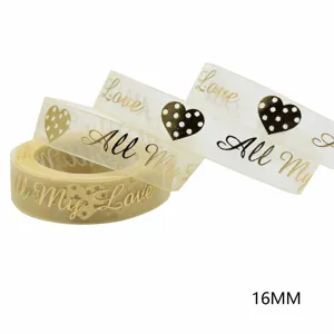 Gold Stamped Sheer Ribbon Organza Ribbon DIY Gift Wrapping Craft Material Bow Headwear Ribbon