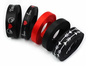 Valentine's day decorative ribbon rolls for gift wrapping, wedding bouquet and box packaging.