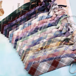 Nœuds papillon à carreaux style JK japonais élégants, couleurs variées et motifs classiques.