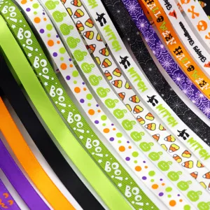Ruban de Halloween 1cm Tresse Décorative pour Nœud DIY Emballage de Boîte Cadeau