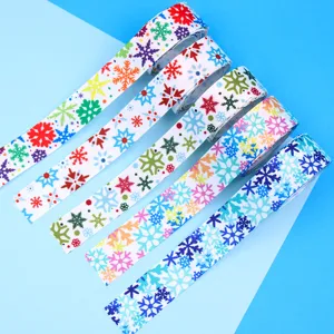 Nastro grosgrain con fiocco di neve da 25 mm per regali, decorazioni natalizie e fai da te.