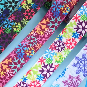 Nastro gros-grain con fiocchi di neve colorati 25mm per pacchi regalo e fiocchi DIY.