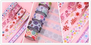 Ruban de Noël 22/25mm motif flocon de neige colore pour bricolage cadeau decoration