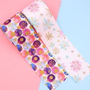 Breites Weihnachts Schneeflocke Ripsband DIY Haarschleife Material Polyester Band Für Geschenkverpackung Dekoration