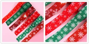 Ruban de Noël 22/25mm cadeau de fête emballage bricolage nœud de cheveux flocon de neige