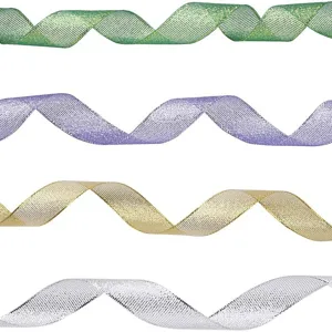 Metallic glitter ribbon sparkle trims for bow making, gift wrapping, and DIY hair accessories.