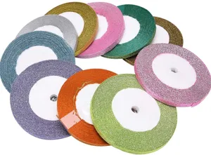 Nastro glitterato metallizzato lucido da 6mm per fiocchi per capelli fai da te e accessori.