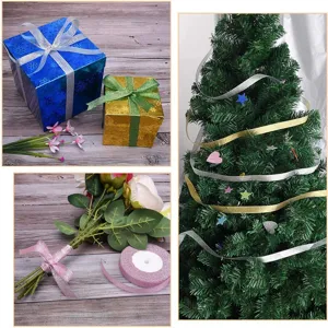 Glitter metallic ribbon 15mm 25Y sparkly satin ribbon for gift wrapping DIY crafts party decor