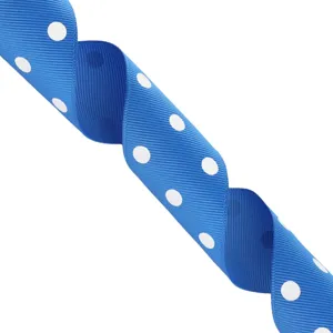 Nastro Grosgrain Pois Blu 38mm per Fiocchi per Capelli Confezione Regalo Decorazione
