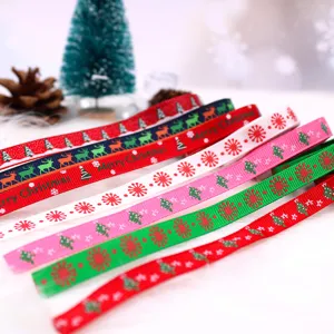 Ruban de Noël 10mm emballage cadeau festif ruban de tissu décoratif avec des flocons de neige