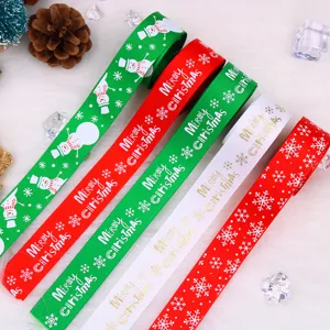 Kerstlint 22/25mm ripslint sneeuwvlok sneeuwman bedrukt geschenk verpakking deco