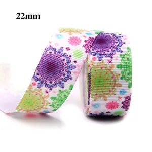 Ruban gros-grain flocon de neige coloré de Noël 22mm pour nœuds DIY et emballage cadeau.