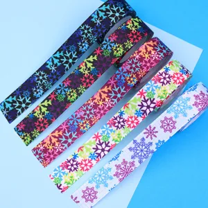 Nastro Grosgrain Motivo Fiocchi di Neve 25mm Poliestere Festivo DIY Materiali Natale Vacanze Confezioni Regalo Fiocco Accessori Capelli