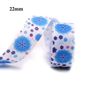 Ruban imprimé flocon de neige bleu 22mm pour emballage cadeau, loisirs, décoration.