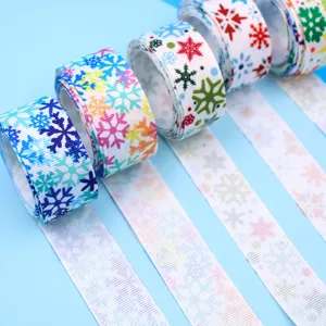 Nastro grosgrain con fiocco di neve da 25mm per confezioni regalo e fai da te.