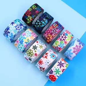 Nastro Grosgrain con Fiocco di Neve 25mm per Decorazioni Natalizie Confezione Regalo