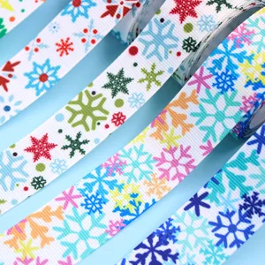 Nastro grosgrain con fiocchi di neve da 25 mm per confezioni regalo e fiocchi fai da te