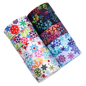 Nastro grosgrain con fiocco di neve natalizio da 25 mm per confezioni regalo e fai da te