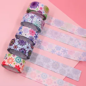 5 rouleaux de ruban gros-grain flocon de neige de Noël 22/25mm pour emballage cadeau DIY