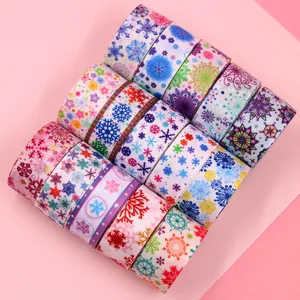 Rubans de Noël 22mm 25mm ruban gros-grain imprimé flocon de neige coloré pour nœuds bricolage