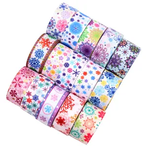 Rubans gros-grain colorés flocon de neige de Noël pour emballage cadeau et nœuds 22/25mm